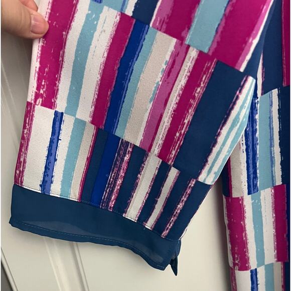 Bob Mackie Wearable Art Multicolor Abstract Print Blouse 3/4 Sleeve Size L - Picture 3 of 7